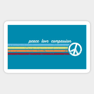 Retro Stripes Peace Love Compassion Magnet